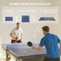 SPORTNOW 9 ft Folding Ping Pong Table Top for Billiard Tables, Table Tennis Conversion Top with Net, Foam Padding, Blue(m-8)