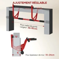 SPORTNOW Barre de Traction Porte et Pompes au Sol Sans Perçage Pull Up Bar 2 en 1 150 kg Sécurité Anti-Chute 96x45x27cm Rouge(m-5)