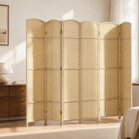 HOMCOM Paravent interieur en bois 6 panneaux 240 x 170 cm séparateur de pièce pliable pour salon, chambre à coucher, naturel(m-12)