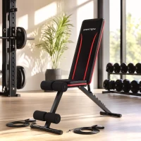 SPORTNOW Banc de Musculation Réglable Pliable Bandes de Résistance Développé Couché Inclinable Déclinable 128x42,5x115cm noir(m-2)