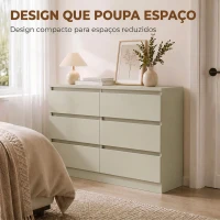 HOMCOM Cómoda com 6 Gavetas, Design Moderno de Coluna Dupla, para Quarto e Sala, 100 x 35 x 69 cm, Castanho Claro(m-4)