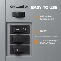 HOMCOM Freestanding Portable Fireplace, Electric Fireplace Stove Heater with 3D Flame Effect and Adjustable Thermostat, Grey(m-5)