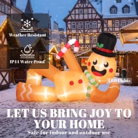 Outsunny 9.8ft Giant Christmas Inflatable Gingerbread Man Side-Lying, Outdoor Blow Up Christmas Decoration with LEDs, Bag(m-4)