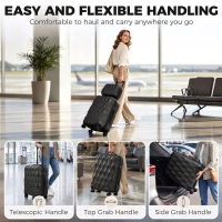 HOMCOM 2-Piece Luggage Set, ABS Hard Shell Carry On Suitcase Set with TSA Lock, Spinner Wheels, 12/20 inch, Black(m-9)
