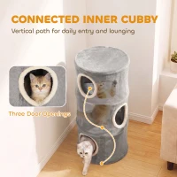 PawHut Cat House for Indoor Kittens, Cat Condo with Removable Washable Cover, Modern Barrel-Shaped Kitty Cave Bed(m-5)