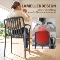 Outsunny Gartenstühle 4er Set Stapelbare Terrassenstühle mit Lamelldesign Armlehnen, Ergonomisch Dunkelgrau(m-6)