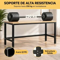 HOMCOM Patas de Mesa de Acero Patas para Muebles Industriales con Almohadillas Ajustables y Tornillos 150x50x81,5 cm Negro(m-4)