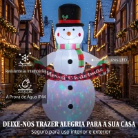 Outsunny Boneco de Neve Insuflável de Natal 205 cm com Luzes LED e Música para Jardim, Pátio, Terraço e Casa(m-4)