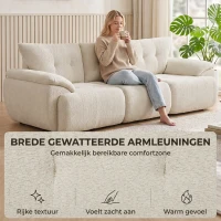HOMCOM 3-zitsbank 260 cm van chenille, frameloze modulaire bank met extra breed en diep zitvlak en brede armleuningen(m-6)