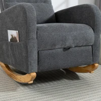 HOMCOM Upholstered Rocking Chair Retractable Footrest Rocker Chair High Back for Living Room Grey(m-13)