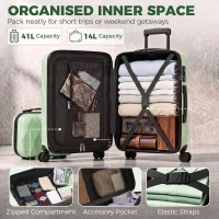 HOMCOM 2-Piece Luggage Set, ABS Hard Shell Carry On Suitcase Set with TSA Lock, Spinner Wheels, 12/20 inch, Green(m-6)