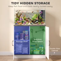 PawHut Fish Tank Stand, 20-29 Gallon Aquarium Stand with Cabinet Storage, Power Outlets and Anti-Tip Kit, White(m-6)
