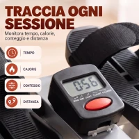 HOMCOM Vogatore Pieghevole, 4 Livelli di Resistenza e Display, Acciaio e ABS, 129x70x70 cm(m-7)