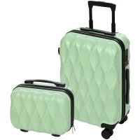 HOMCOM 2-Piece Luggage Set, ABS Hard Shell Carry On Suitcase Set with TSA Lock, Spinner Wheels, 12/20 inch, Green(m-1)