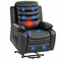HOMCOM Fauteuil Relax Inclinable Électrique Releve-personne avec Massage Vibratoire et Chaleur Port USB Télécommande Noir(m-8)