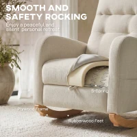 HOMCOM Upholstered Rocking Chair Retractable Footrest Rocker Chair High Back for Living Room Cream White(m-6)