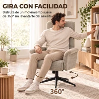 HOMCOM Sillón Relax con Reposapiés Reposacabezas Ajustable Giratorio Reclinable Asiento con Muelles Respaldo Alto Marrón(m-6)