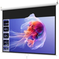 HOMCOM Telo per Proiettore 84" Rapporto 16:9, Fissaggio a Muro e Soffitto per Casa e Ufficio, Bianco(m-9)