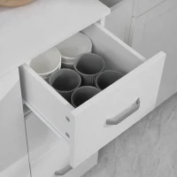 HOMCOM Küchenschrank, Buffet, 3 Schubladen, 3 Regale, viel Stauraum, 89x39,5x168cm, Weiß(m-9)