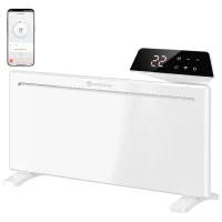 HOMCOM Smart Panel Heater Wall Mounted/Freestanding, Electric Heater with Weekly Timer, Open Window & Anti-Frost, 2000W, White(m-14)
