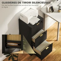 HOMCOM Caisson de Bureau 3 Tiroirs Silencieux Verrouillables pour Formats Lettre/A4, Support d'Imprimante, 40x40x101cm, Noir(m-5)
