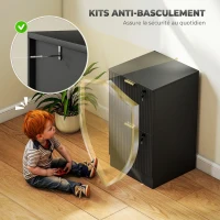 HOMCOM Caisson de Bureau 2 Tiroirs Silencieux Verrouillables pour Formats Lettre/A4, Support d'Imprimante, 40x40x71cm, Noir(m-7)