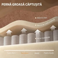 HOMCOM Fotoliu Reclinabil Manual cu Material cu Aspect de In, Suport pentru Picioare și Cotiere Căptușite, Maro Închis(m-7)