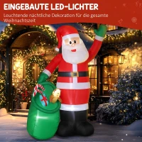 Outsunny Opblaasbare kerstman 275 cm met zak en beer, kerstdecoratie met ingebouwde ledverlichting(m-4)