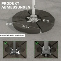 Outsunny Sonnenschirmständer 4-teilig, Schirmgewicht, Schirmständer, Bodenkreuz befüllbar mit Sand/Wasser bis 25/17 kg, Gewichte Sonnenschirmfuß HDPE Kaffee(m-3)