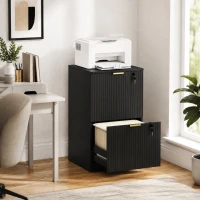 HOMCOM Caisson de Bureau 2 Tiroirs Silencieux Verrouillables pour Formats Lettre/A4, Support d'Imprimante, 40x40x71cm, Noir(m-9)