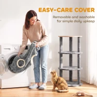 PawHut Cat House for Indoor Kittens, Cat Condo with Removable Washable Cover, Modern Barrel-Shaped Kitty Cave Bed(m-6)