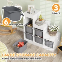 AIYAPLAY Toy Storage Organiser, Three-Layer Kids Toy Storage Units, with Removable Bins, for Ages 3-8 Years, Grey(m-4)