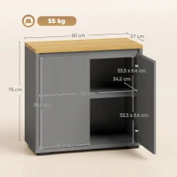 HOMCOM Kitchen Sideboard, Storage Cabinet with Double Doors and Adjustable Shelf for Living Room, Entryway, Grey(m-3)