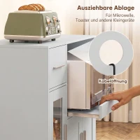 HOMCOM Küchenschrank auf Rädern, Mobile Küchenkommode mit Ablagen, Schubladen, verstellbarem Regal, Kabelloch, Grau(m-6)