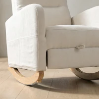 HOMCOM Upholstered Rocking Chair Retractable Footrest Rocker Chair High Back for Living Room Cream White(m-13)
