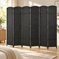 HOMCOM Biombo Separador de Ambientes de 6 Paneles Biombo Plegable 240x170 cm para Salón Dormitorio Oficina Negro(m-8)