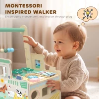 AIYAPLAY Wooden Baby Walker for 1-3 Year, Montessori Inspired Push Along Walker Toys, Multifunctional Activity Centre(m-8)