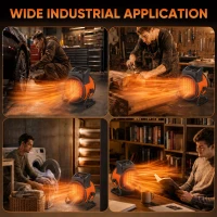 Outsunny Industrial Fan Heater 2800W with Tilting, Electric Ceramic Space Heater with Adjustable Thermostat, Handle(m-9)