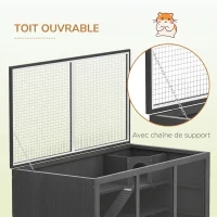 PawHut Cage à hamster cage gerbilles 2 niveaux toit ouvrable fenêtres cabane 2 échelle, 115 x 57 x 55 cm, gris(m-6)
