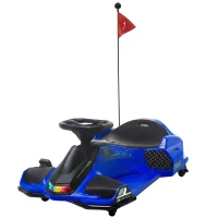 HOMCOM 12V Kids Electric Go Kart, Ride on Drift Car with 2 Speeds, Soft Start, Music, Colourful LED Lights for Ages 8-12, Blue(m-15)