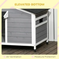PawHut Wooden Dog Kennel for Outside, for Medium Dogs, 72H x 109L x 79Wcm, Grey(m-8)
