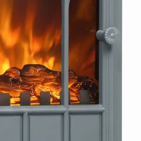 HOMCOM Freestanding Electric Fireplace, Electric Log Burner with LED Flame Effect, Overheating Safety System, 1000W/2000W Grey(m-12)