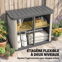 Outsunny Coffre de Rangement Extérieur 480 L, 2 Niveaux avec Portes Coulissantes Résistant aux UV, 120,5x59,5x92cm, Gris(m-5)