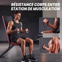 SPORTNOW Banc de Musculation Réglable Pliable Bandes de Résistance Développé Couché Inclinable Déclinable 128x42,5x115cm noir(m-7)