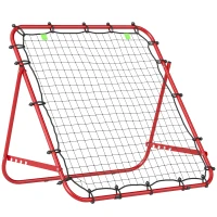 HOMCOM Adjustable Rebounder Net Kickback Target Goal for Teens Adults Training, Red(m-12)