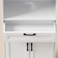HOMCOM Buffet Haut Cuisine, Armoire Cuisine, 4 Portes à Fermeture Douce, Tiroir, Compartiment Ouvert, Étagères Réglables, Blanc(m-11)