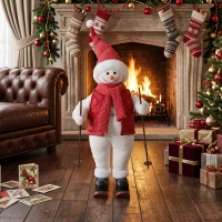 HOMCOM 2ft Singing Skiing Santa Claus, Standing Christmas Animated Santa Figure with Ski Board, Poles, Sound/Touch Activated(m-8)