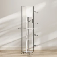 HOMCOM Lámpara de Pie con 3 Estantes Luz LED Regulable Control Táctil y Remoto Pantalla de Tela Bombilla Incluida Blanco(m-3)