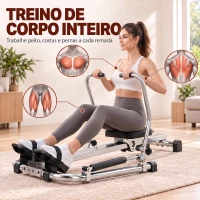 HOMCOM Máquina de Remo Hidráulico Dobrável com 4 Níveis de Resistência Ecrã Digital e Pedal Antiderrapante para Fitness em Casa Aço 129x70x70cm Preto e Prata(m-4)