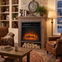 HOMCOM Electric Fireplace Suite with Shelf, 25" 1800W Electric Fire and Surround with LED Flame, 5 Brightness, Remote, Oak(m-9)